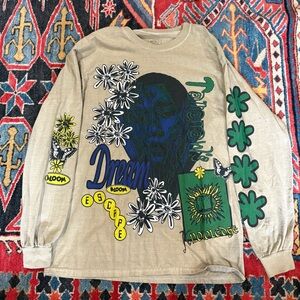 Urban Outfitters Beige Graphic Long Sleeve Tee